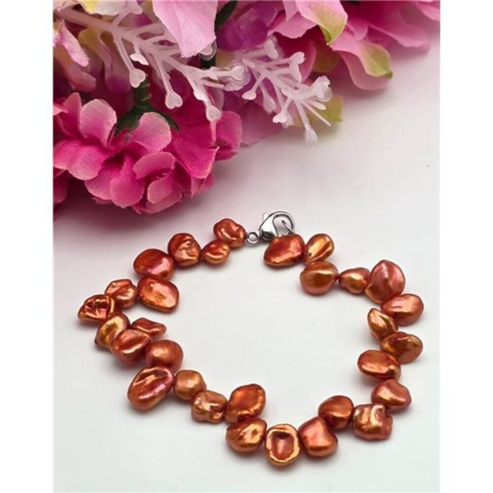 Honora Freshwater Pearl Bracelet, Copper Baroque 9mm, 7.5 In 925 Silver Clasp